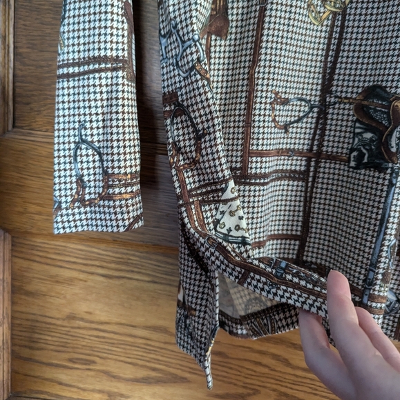 Jones New York Sport 100% Cotton Equestrian Print Long Sleeve Tunic Turtle Neck - Picture 6 of 10